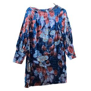 Ann Taylor LOFT Womens Dress Multicolored Velvet Leaf Print Long Sleeve 6